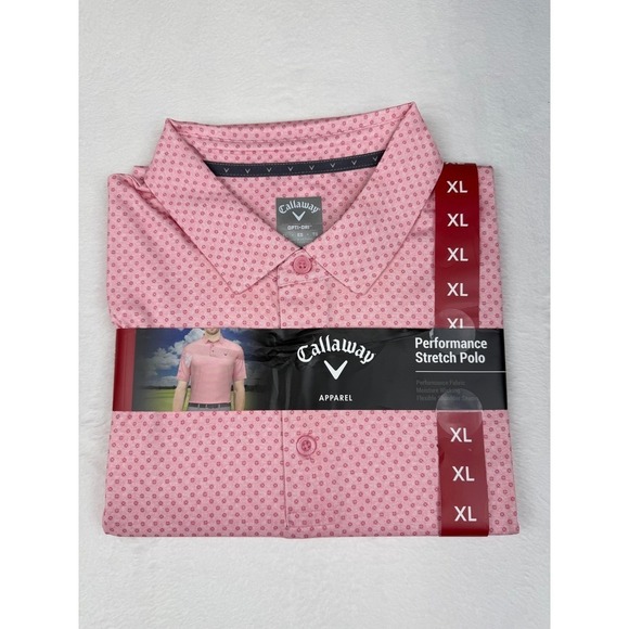 Callaway Other - Callaway Mens Performance Stretch Polo Shirt XL Sea Pink Geometric Opti-Dri NWT